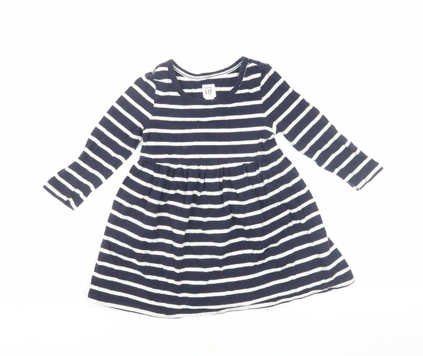 Gap Unisex Baby Blue Striped Fit & Flare Dress, Size 18-24 Months