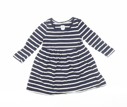Gap Unisex Baby Blue Striped Fit & Flare Dress, Size 18-24 Months