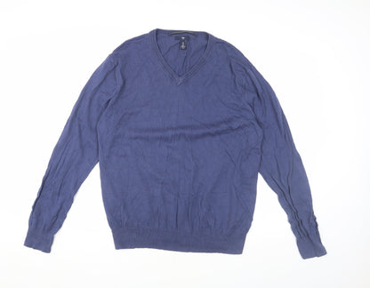Gap Men's Blue V-Neck Pullover Jumper - Size L