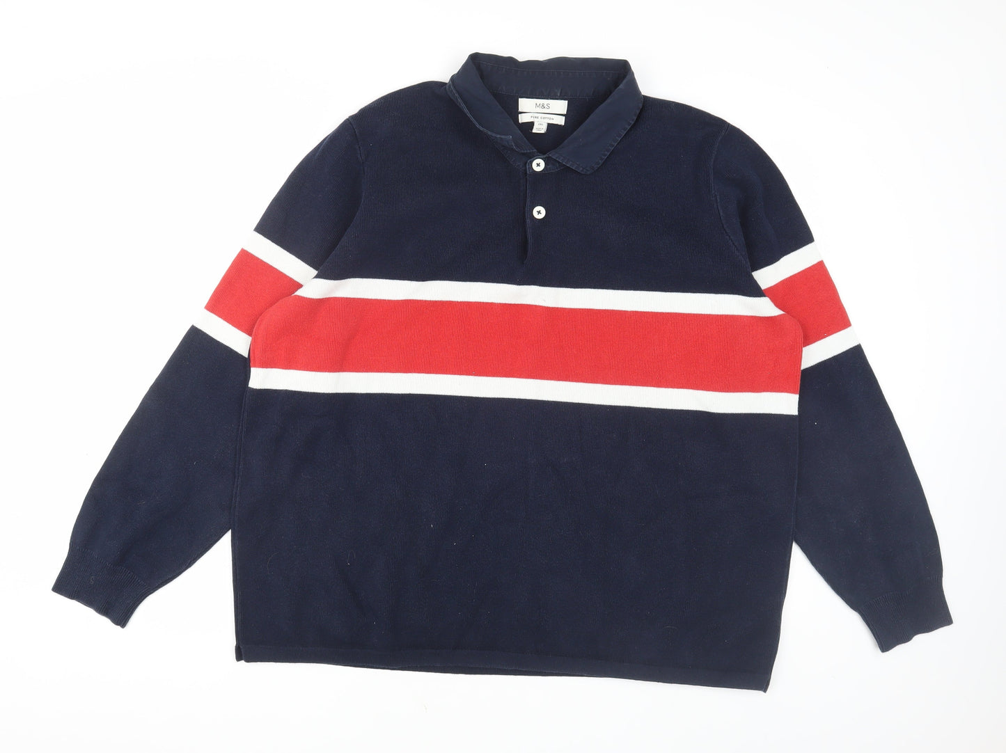 Marks and Spencer Men's 2XL Blue Collared Pullover