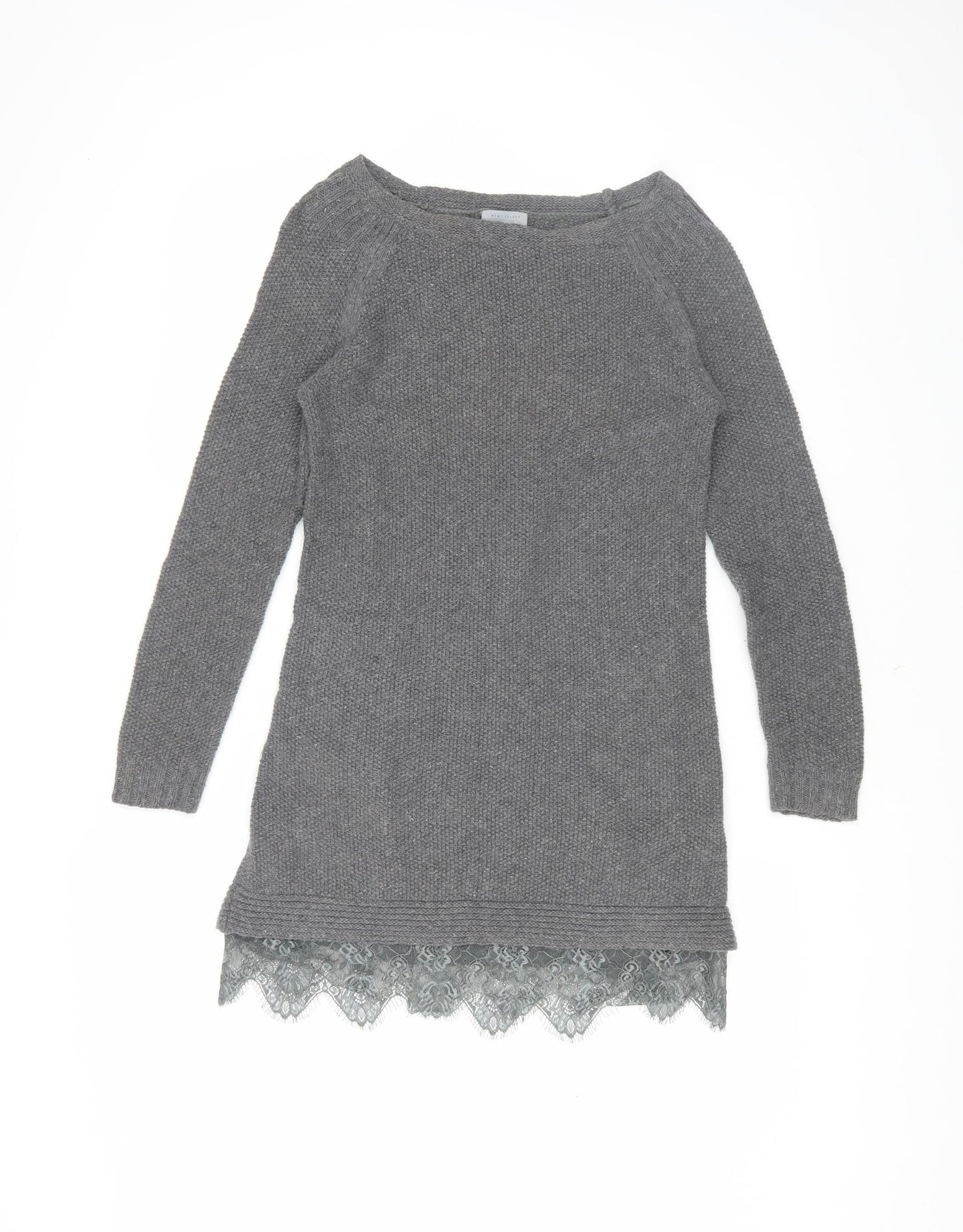 Womens UK Size 8 Mint Velvet Grey Tunic Jumper