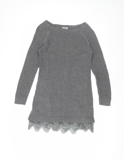 Womens UK Size 8 Mint Velvet Grey Tunic Jumper