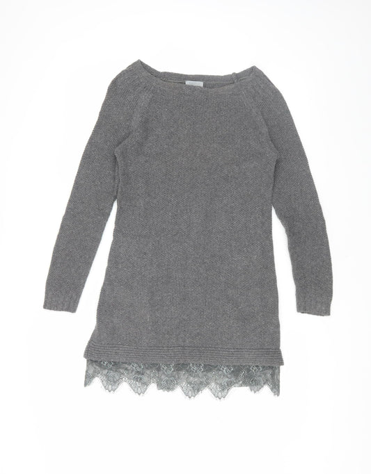 Womens UK Size 8 Mint Velvet Grey Tunic Jumper