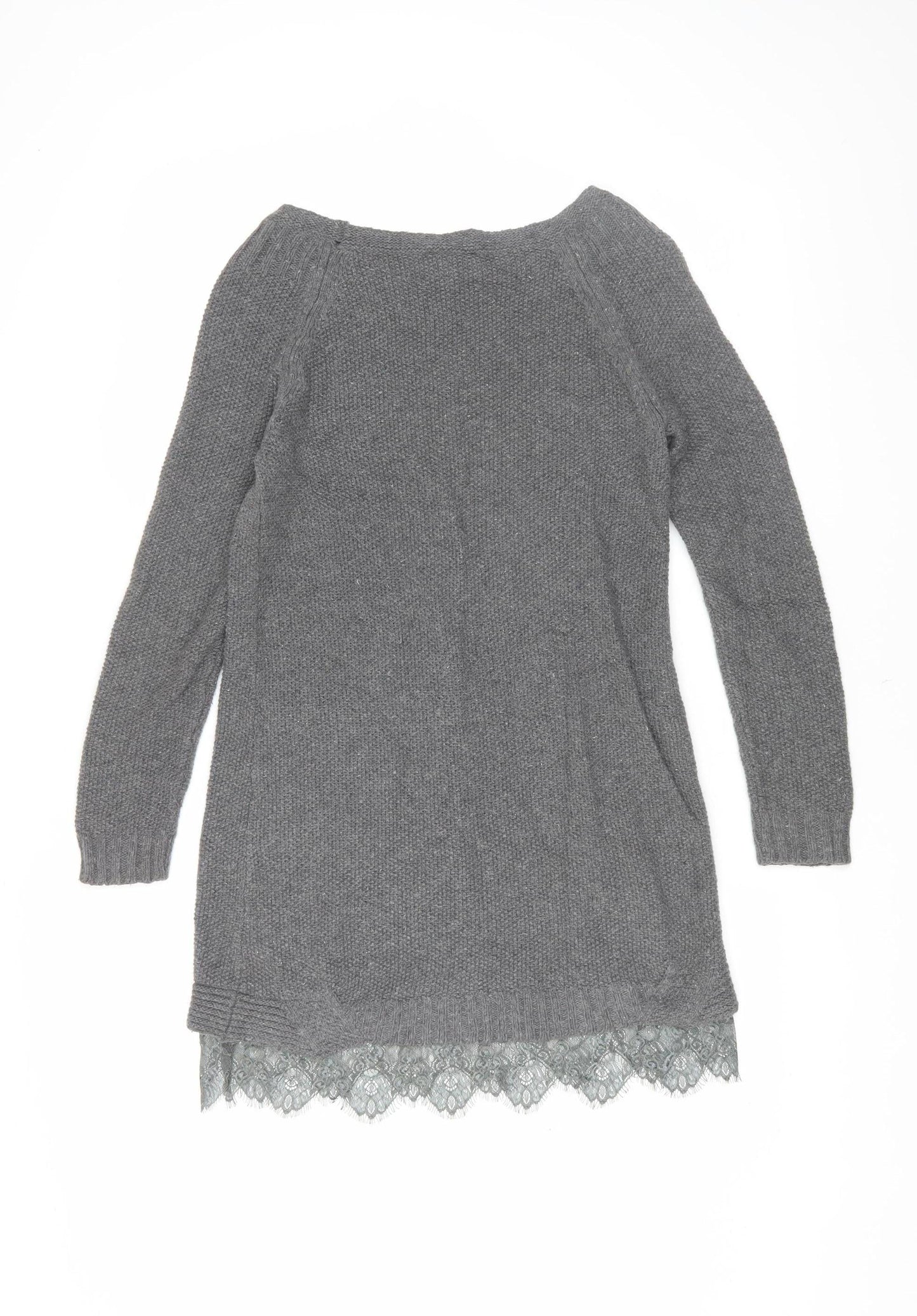 Womens UK Size 8 Mint Velvet Grey Tunic Jumper