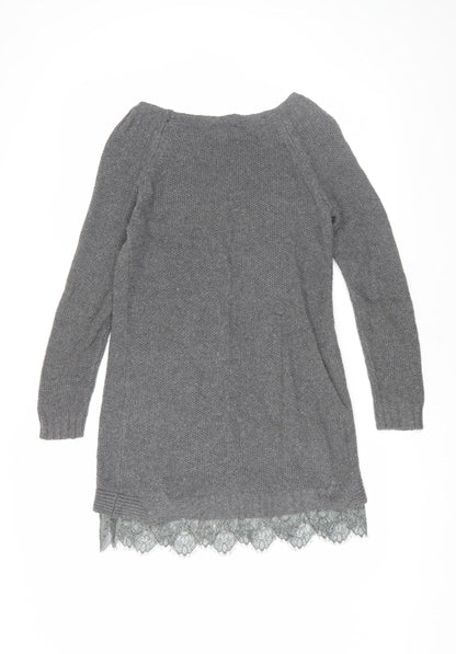 Womens UK Size 8 Mint Velvet Grey Tunic Jumper