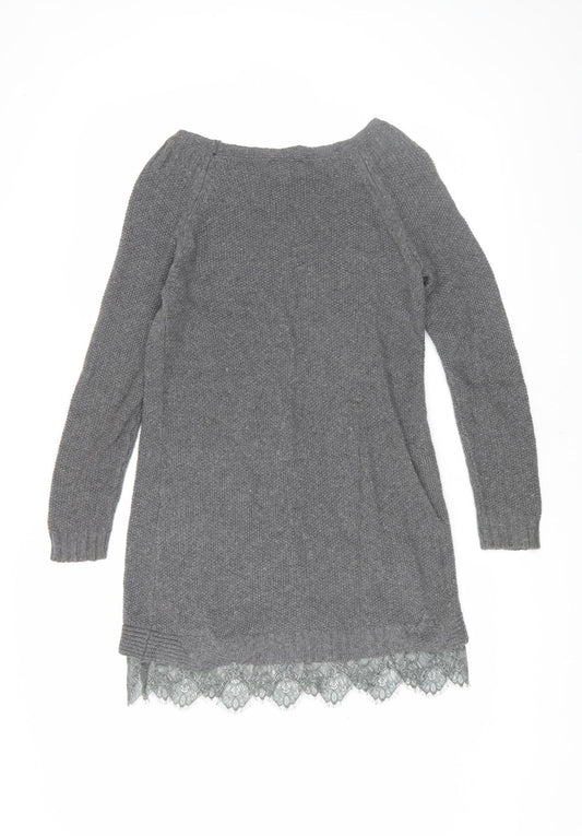 Womens UK Size 8 Mint Velvet Grey Tunic Jumper