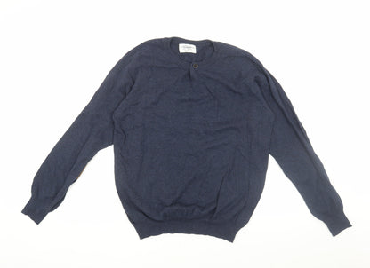 Pull & Bear Men's Blue L Cotton Pullover Jumper
