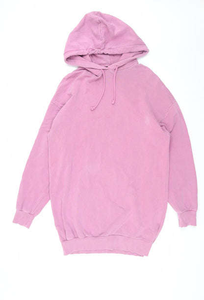 Topshop Women's Pink Hooded Jumper Dress, XS-S