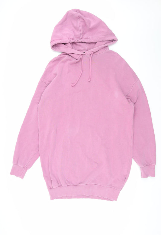 Topshop Women's Pink Hooded Jumper Dress, XS-S