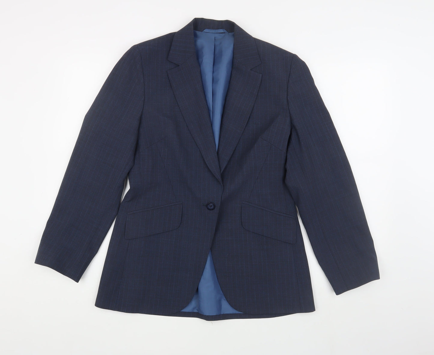 Next Women's Blue Pinstripe Suit Jacket Size 12