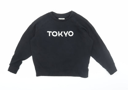 Womens UK Size S Pull & Bear Black Pullover Sweatshirt