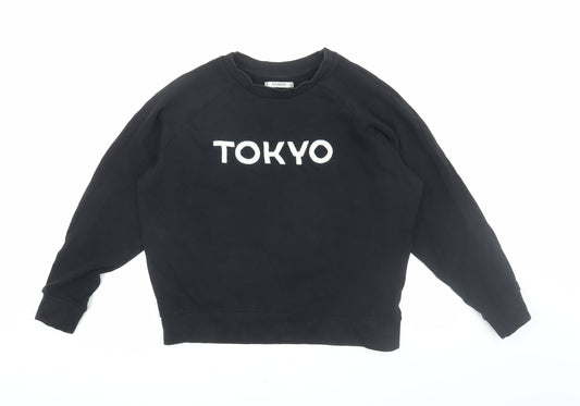 Womens UK Size S Pull & Bear Black Pullover Sweatshirt