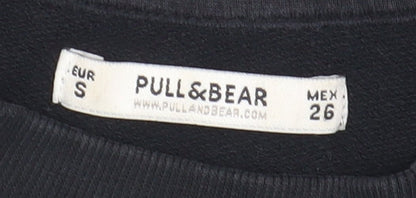 Womens UK Size S Pull & Bear Black Pullover Sweatshirt
