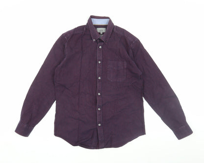 Marks and Spencer Men's Purple Striped Regular Fit Shirt