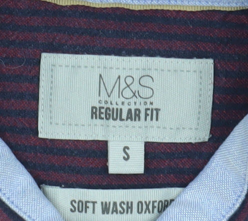 Marks and Spencer Men's Purple Striped Regular Fit Shirt
