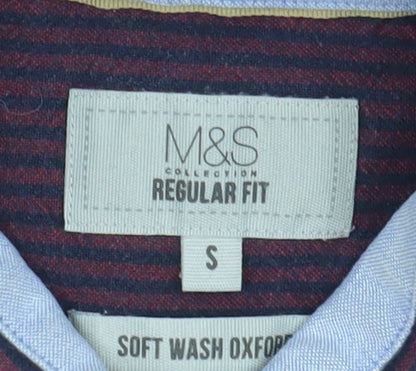 Marks and Spencer Men's Purple Striped Regular Fit Shirt