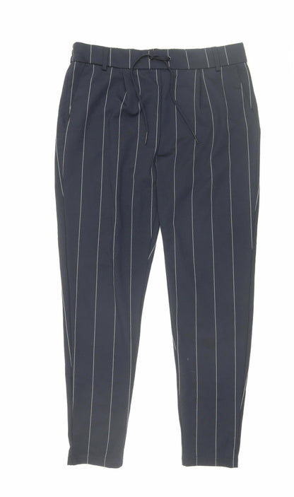 ONLY Unisex Blue Striped Trousers XL - New With Tags
