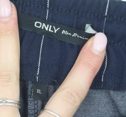ONLY Unisex Blue Striped Trousers XL - New With Tags