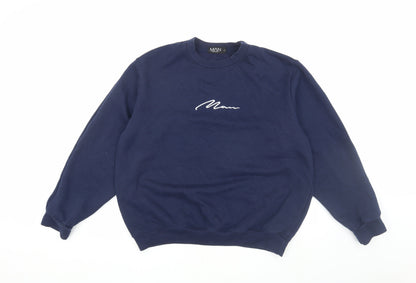 Mens UK Size L BoohooMAN Blue Pullover Sweatshirt