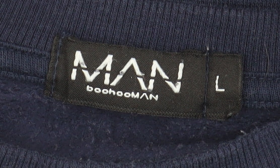 Mens UK Size L BoohooMAN Blue Pullover Sweatshirt