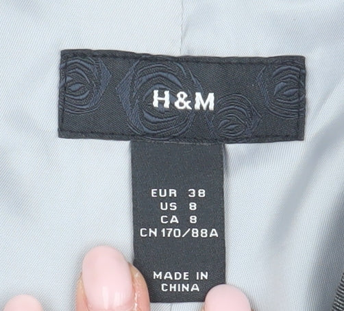 H&M Women's Grey Checked Blazer Size 10 Workwear