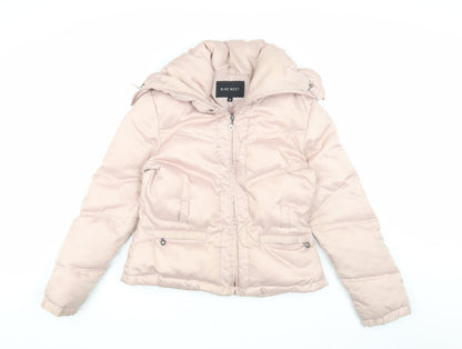 Nine West Women's Pink Puffer Jacket M Hooded Winter Coat
