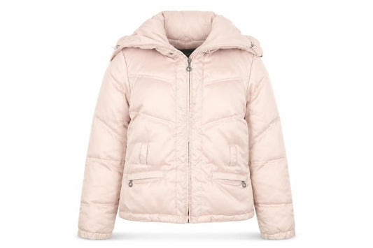 Nine West Women's Pink Puffer Jacket M Hooded Winter Coat