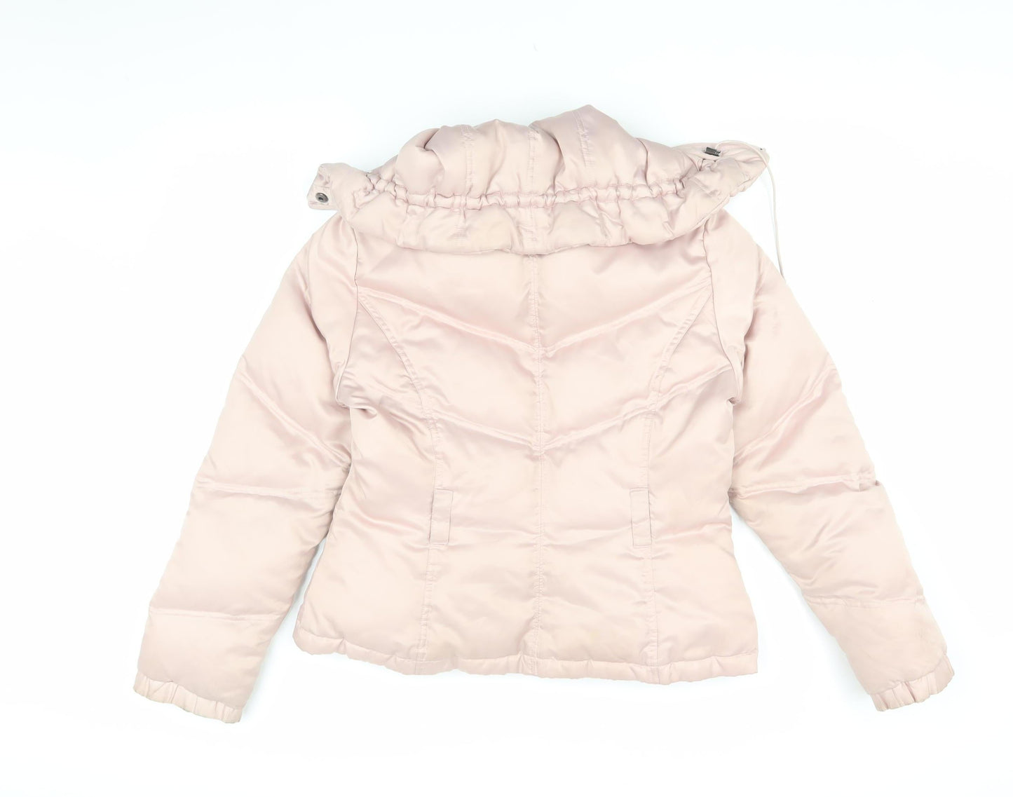 Nine West Women's Pink Puffer Jacket M Hooded Winter Coat