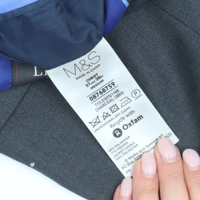 Mens UK Size 38 Marks and Spencer Regular Grey Suit Jacket