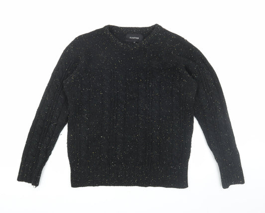 Firetrap Men's Black Cable-Knit Pullover Jumper S