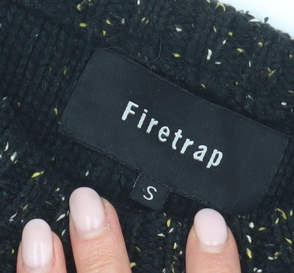 Firetrap Men's Black Cable-Knit Pullover Jumper S