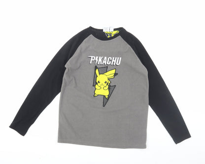 Pokémon Boys Grey & Black Pikachu Pyjama Top, 13 Years