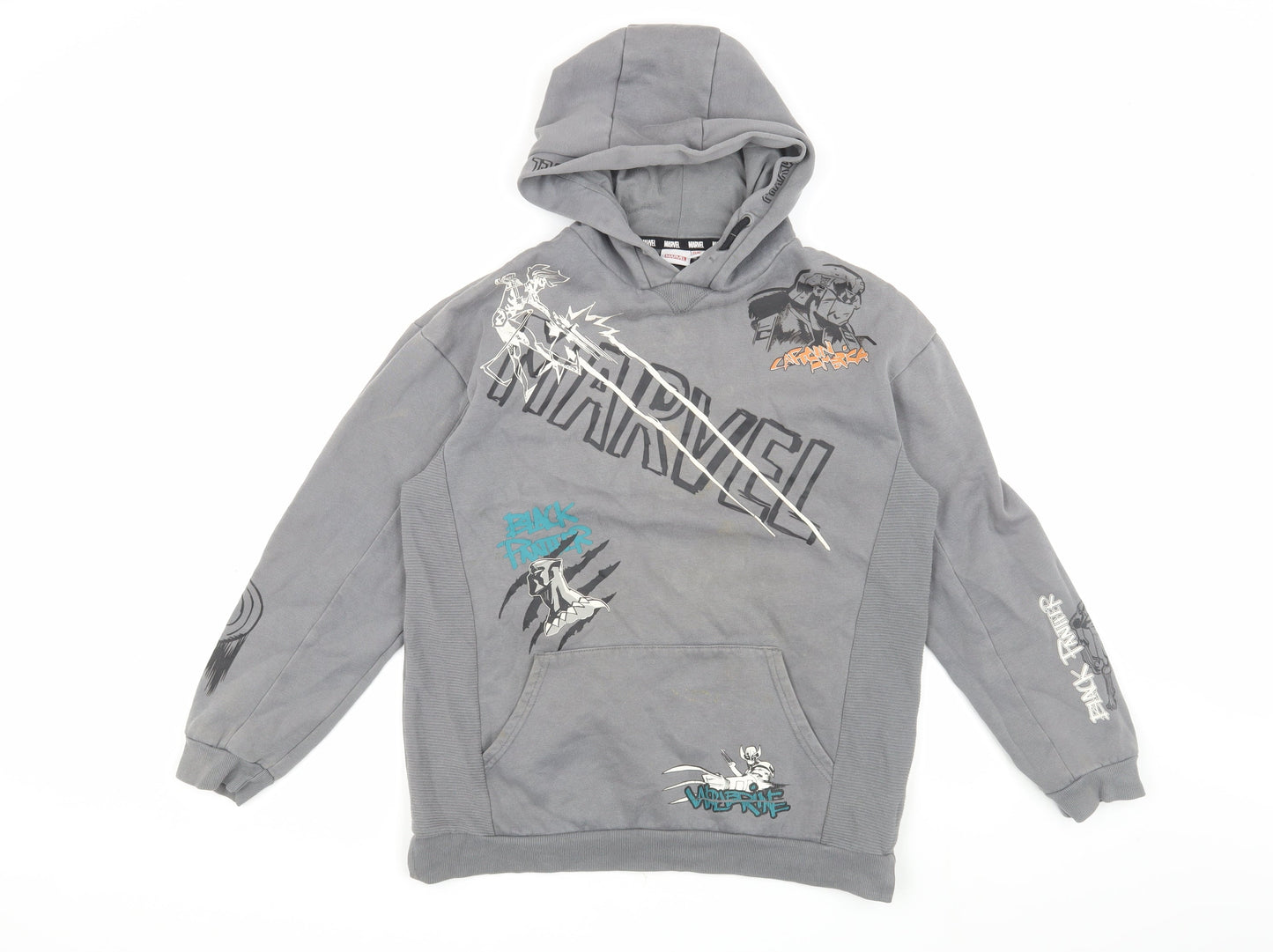 Marvel Boys Grey Hoodie 13-14 Years Black Panther Pullover