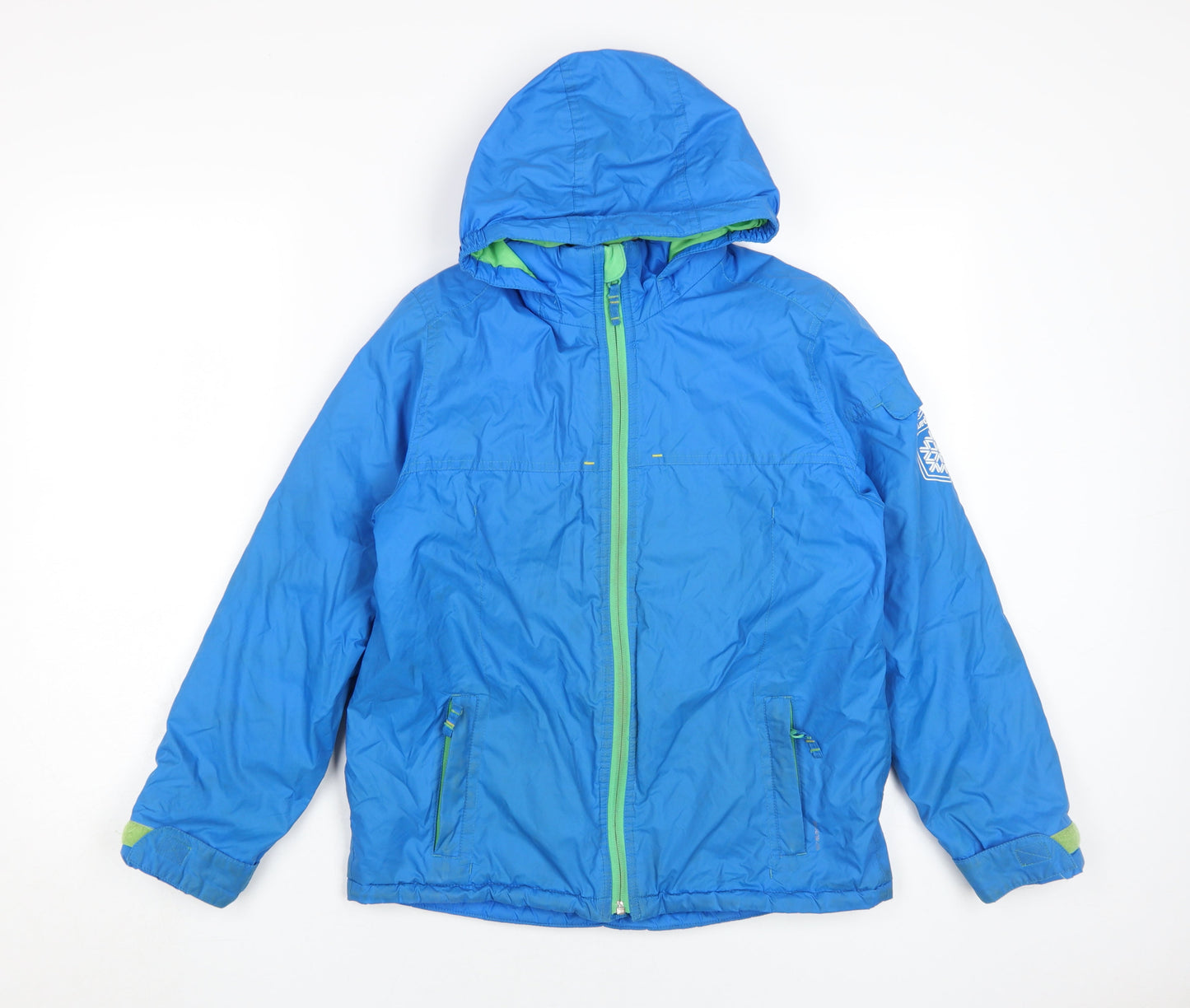Oxylane Boys Blue Ski Jacket 10 Years, Winter Skiing Hooded Coat