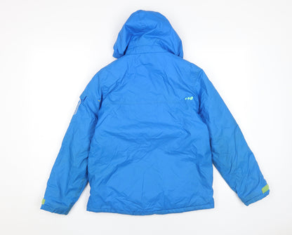 Oxylane Boys Blue Ski Jacket 10 Years, Winter Skiing Hooded Coat