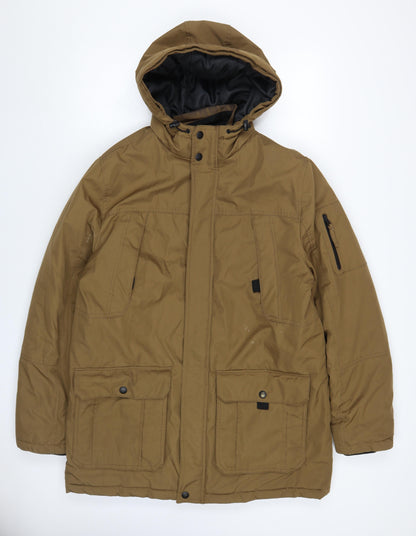 Mens UK Size L Red Herring Brown Parka Coat
