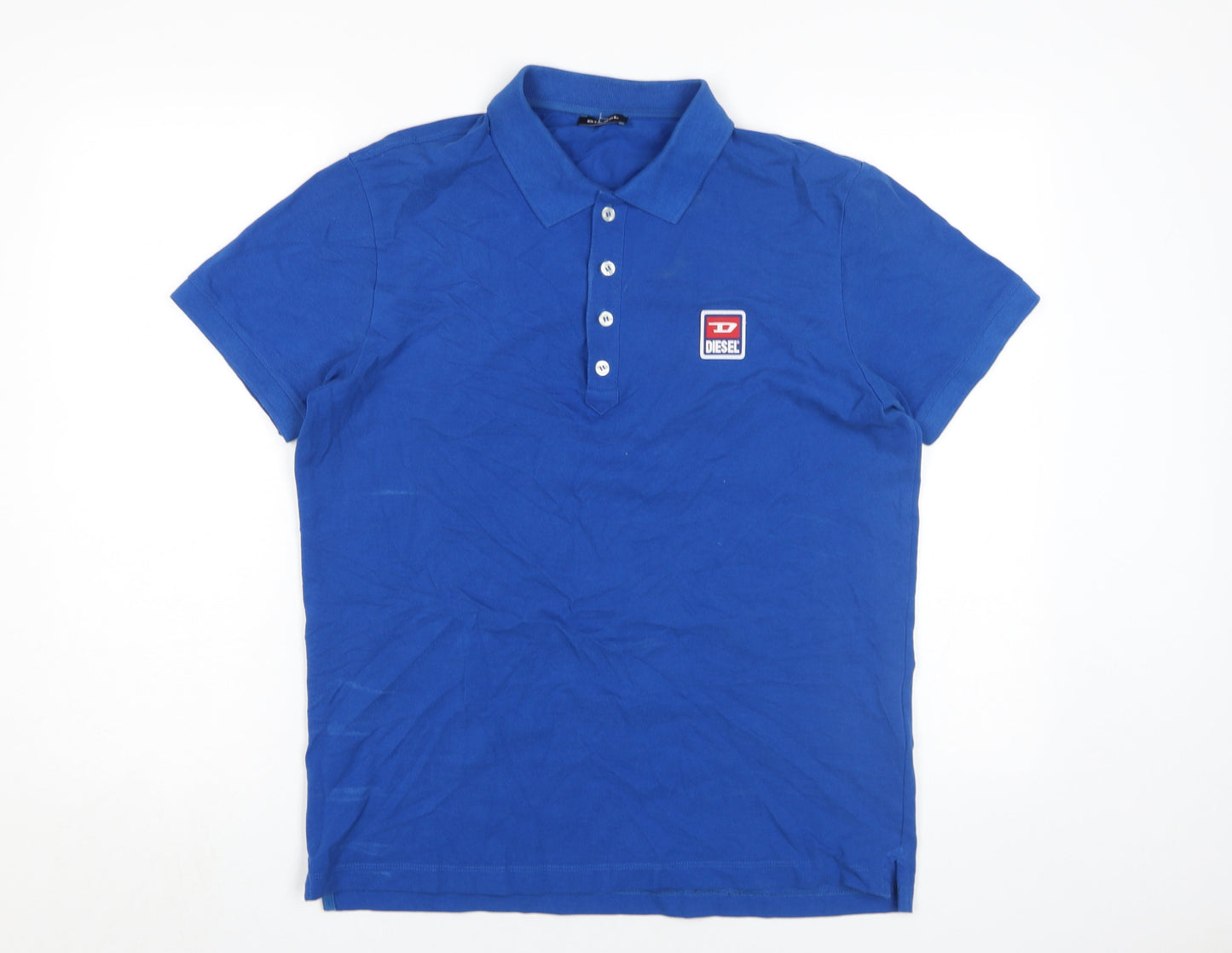 Diesel Men's Blue L Polo Short Sleeve Solid Casual