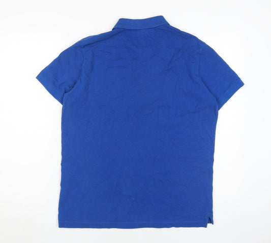 Diesel Men's Blue L Polo Short Sleeve Solid Casual