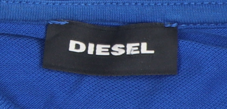 Diesel Men's Blue L Polo Short Sleeve Solid Casual
