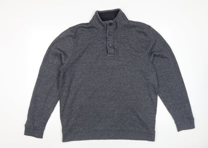 Maine New England Men's Grey Henley Jumper L
