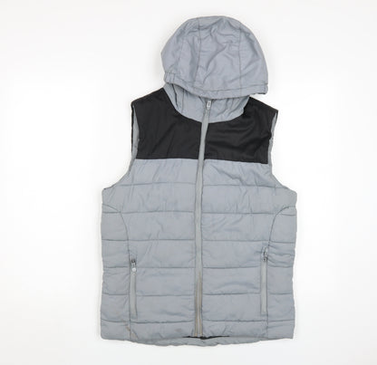 Hype Boys Grey Black Puffer Jacket 13-14 Years Casual Style