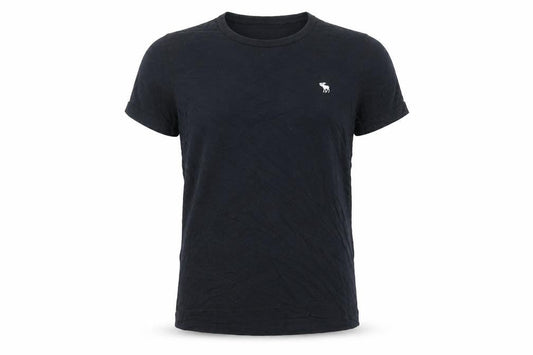 Front view of Abercrombie & Fitch unisex kids black t-shirt m logo