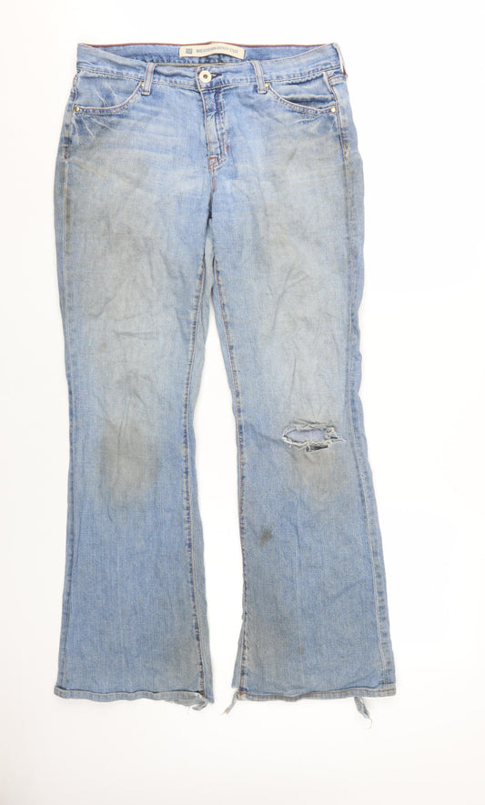 Gap Women's Blue Bootcut Jeans Size 10 Distressed