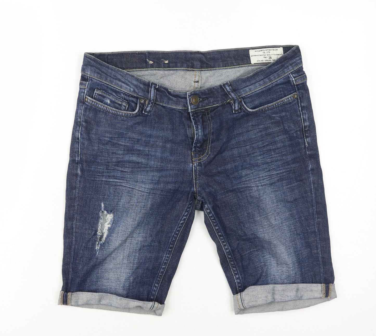 AllSaints Men's Blue Slim Denim Shorts, Size 28