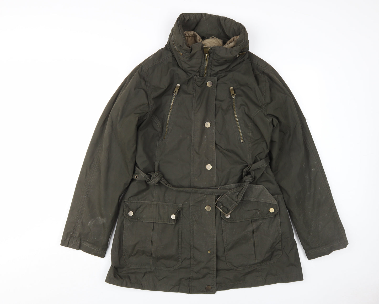 Techlab Women's Green Parka Jacket Size 12, Belted