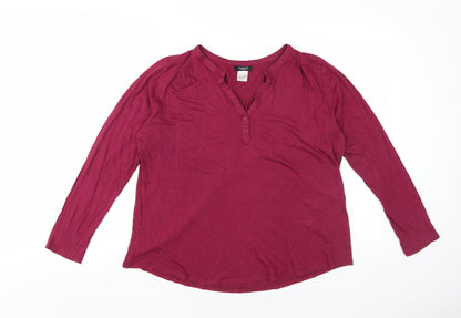 Womens UK Size 14/16 La Redoute Red Basic Henley