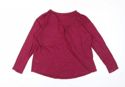 Womens UK Size 14/16 La Redoute Red Basic Henley