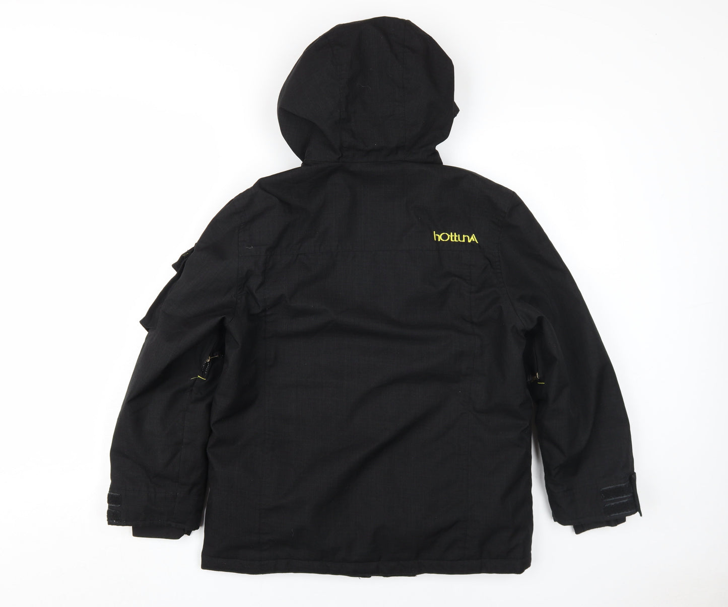 hOttunA Boys Black Parka Jacket 11-12 Years Hooded Winter Coat