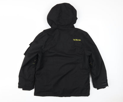 hOttunA Boys Black Parka Jacket 11-12 Years Hooded Winter Coat