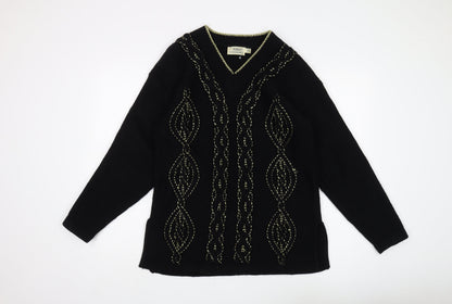 TIGI Exclusive Women's Black V-Neck Pullover Jumper